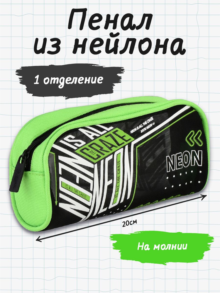 Пенал школьный для мальчика, девочки из нейлона 20х9х6 см. Футляр для канцелярии, ручек, карандашей  #1