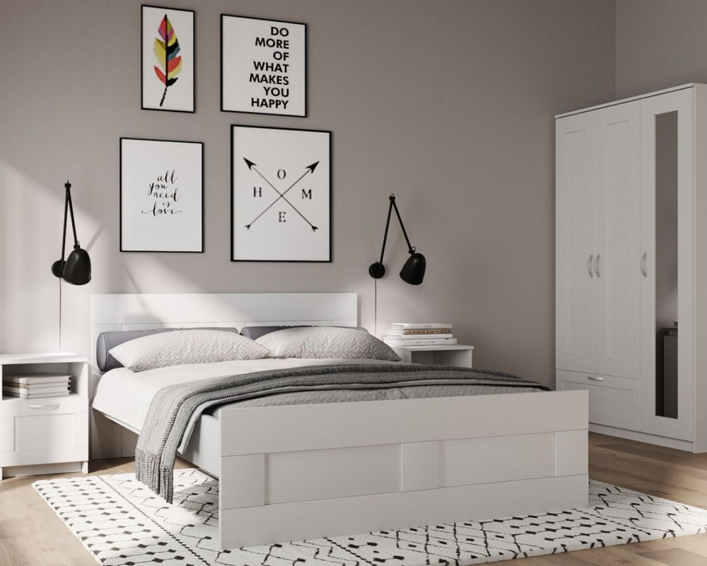 Кровать двуспальная СИРИУС, 120х200 см, белая #1