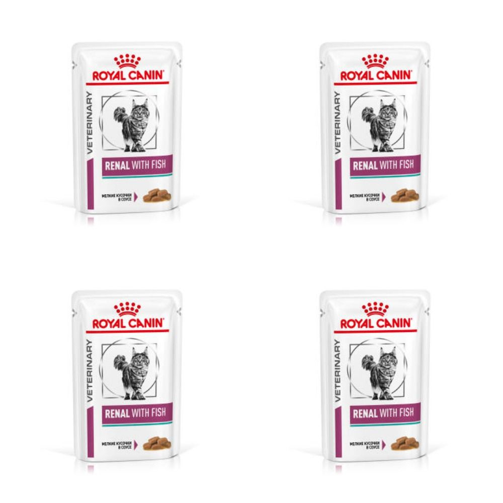 Корм для кошек Royal Canin Renal Fish, при проблемах с почками, с рыбой 4 шт. х 85 г (кусочки в соусе) #1