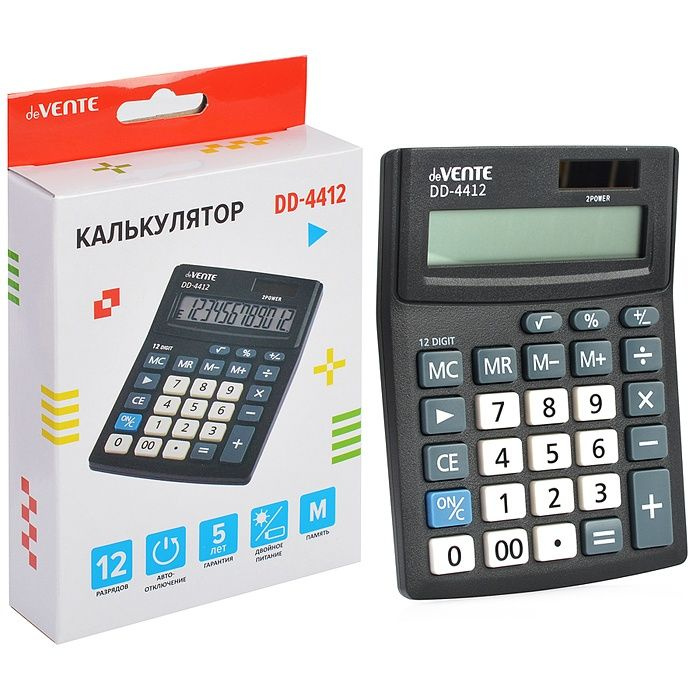 Калькулятор настольный deVENTE 102x137x31 мм, 12 разрядный, в коробке (4031313)  #1