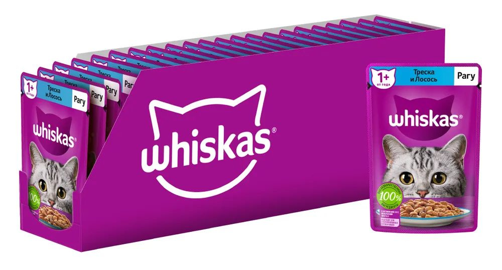 Влажный корм для кошек Whiskas, рагу с треской и лососем, 75 г x 28  #1