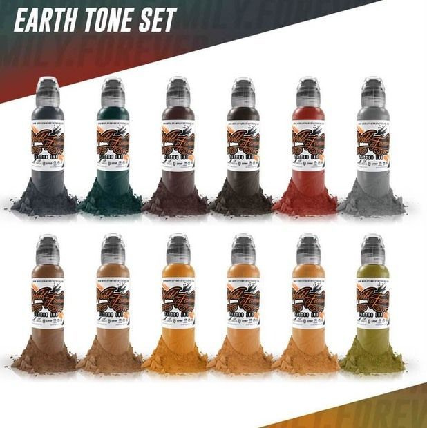 Набор тату красок World Famous Earthtone 12 Color Set (12 шт по 30 мл) #1