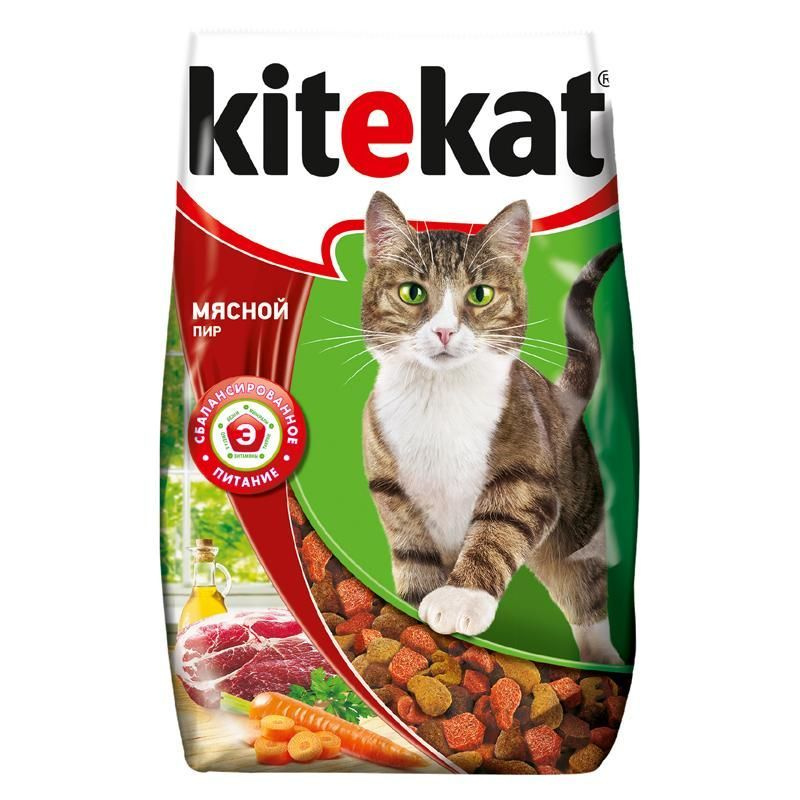 Сухой корм KITEKAT для взрослых кошек Мясной Пир, 800г #1