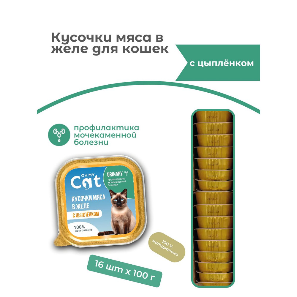 Консервы для кошек Oh my cat VetProfi Urinari для профилактики мочекаменной болезни, с цыпленком в желе,100г #1