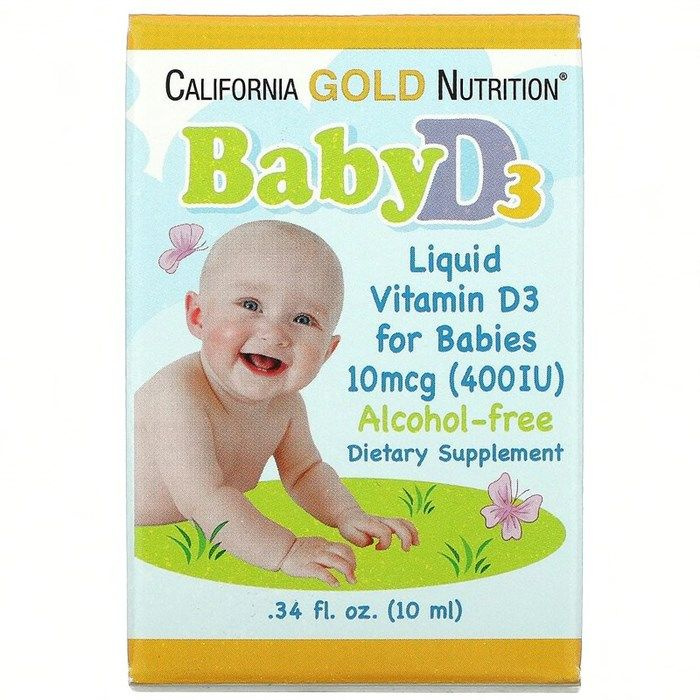 California Gold Nutrition, жидкий витамин D3 для детей, Калифорния Голд, 10 мкг (400 МЕ), 10 мл (0,34 #1