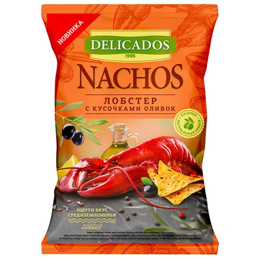 Delicados/ Чипсы кукурузные Nachos Лобстер с кусочками оливок, 150 г  #1