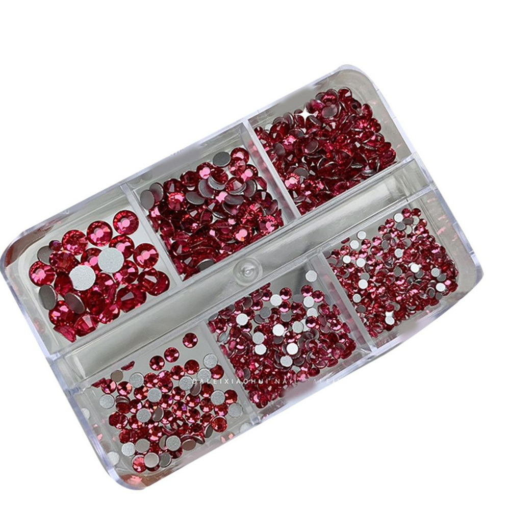 6 Grids Elegant Rhinestones 3D Nail Arts Crystal Round Shapes Decorations Nails Charm #1