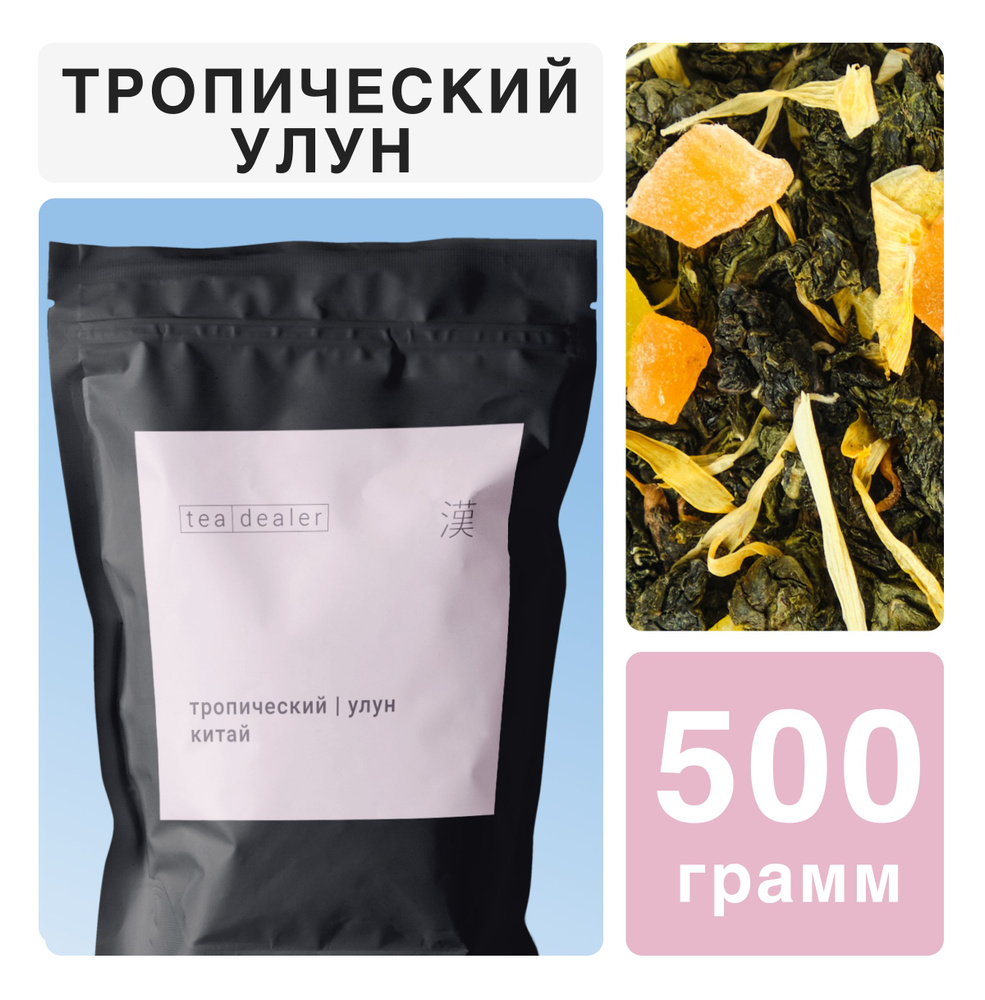 Чай Тропический Улун 500 г.TEA DEALER, Листовой, Рассыпной, Фруктовый (Китайский Зеленый Чай, Улун Те #1