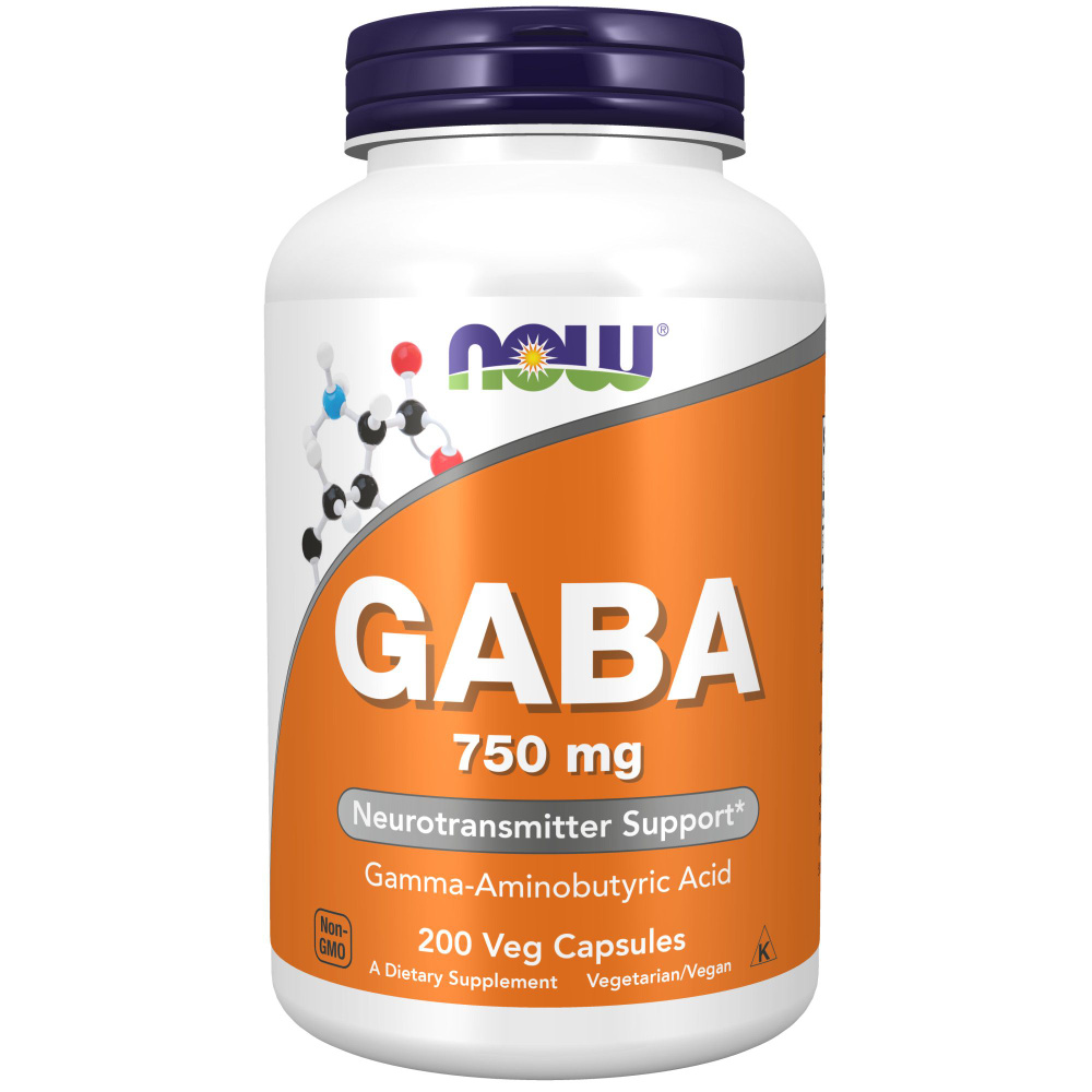 NOW GABA 750 mg, ГАБА ГАМК (гамма-аминомасляная кислота) 200 капсул  #1