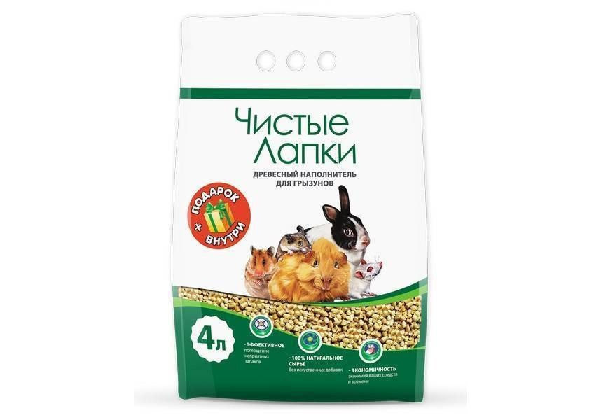 Чистые лапки (Clean Paws) Наполнитель Древесный для Грызунов, 1,2 кг  #1