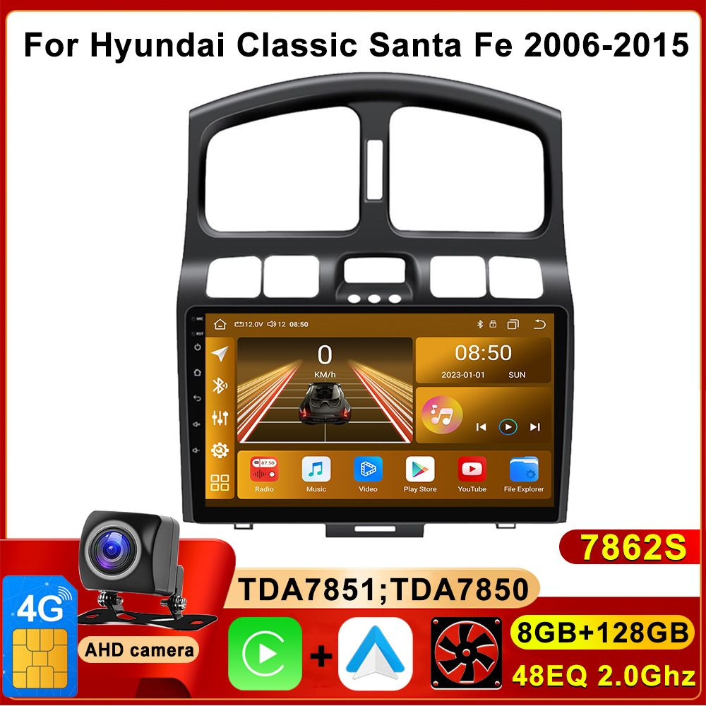 Магнитола Android для Hyundai Santa Fe I Classic (2000-2012) /8+128Гб Автомагнитола Андроид Хендай Санта #1