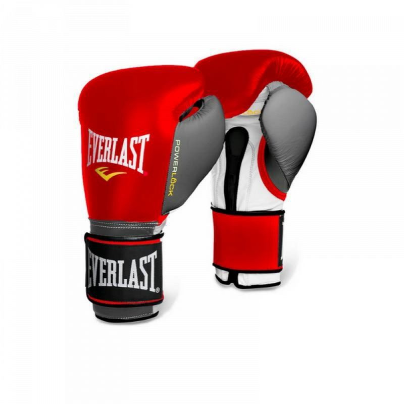 Перчатки тренировочные Everlast Powerlock_размер12 oz_красный/серый_натуральная кожа  #1