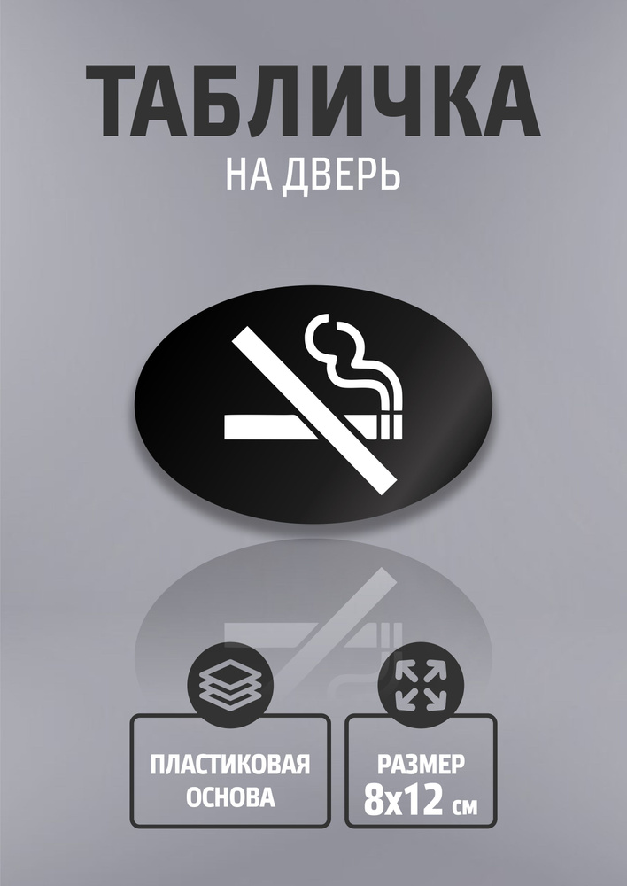 Табличка НЕ КУРИТЬ - NO SMOKING / 8х12 см / информационная декоративная табличка  #1