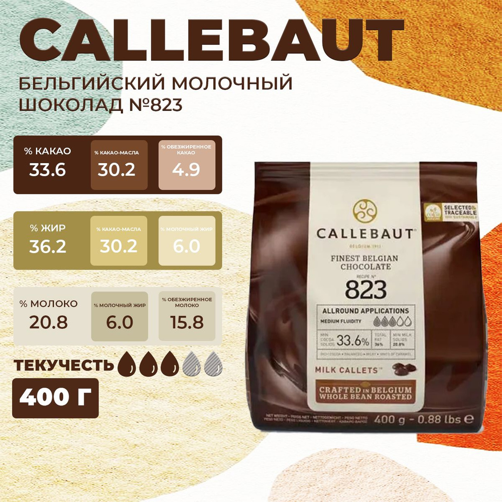 Молочный бельгийский шоколад 33.6% Callebaut №823, 400 г #1