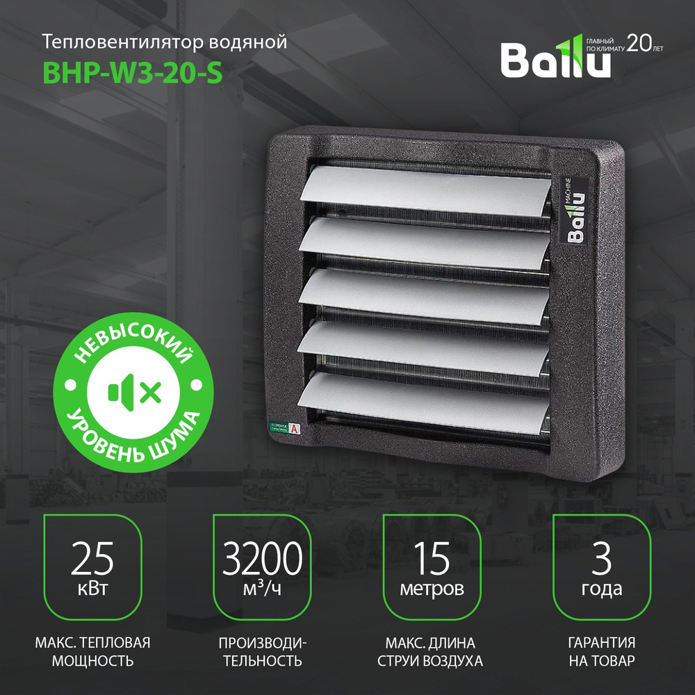 Тепловентилятор водяной Ballu BHP-W3-20-S #1