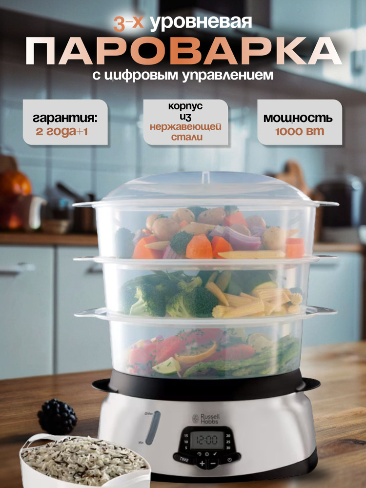 Russell Hobbs Пароварка электрическая 24003, серебристый #1