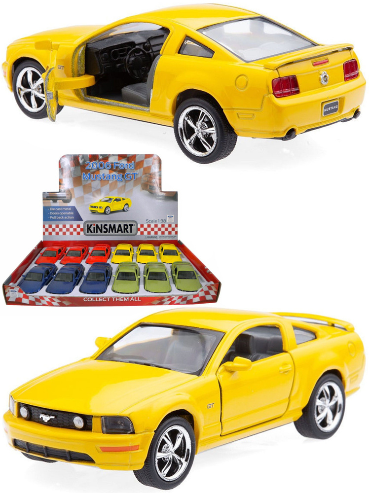 Металлическая машинка Kinsmart 1:38 2006 Ford Mustang GT KT5091D инерционная / Желтый  #1