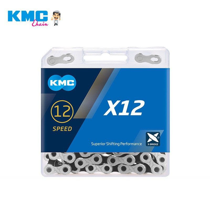 Цепь велосипедная KMC X12 Silver-black, 12 ск., 126 зв., с замком #1