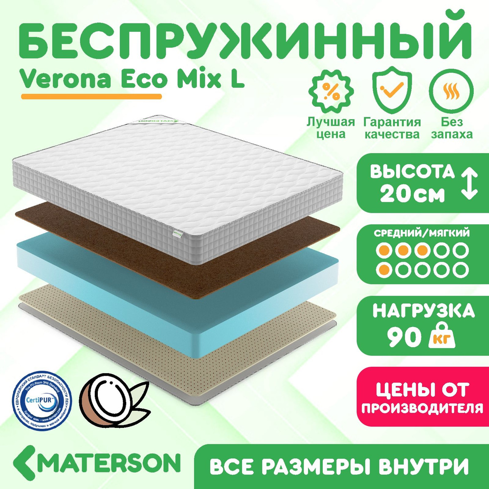 Матрас 60х120 Беспружинный MATERSON Verona Eco Miх L 60х120 #1