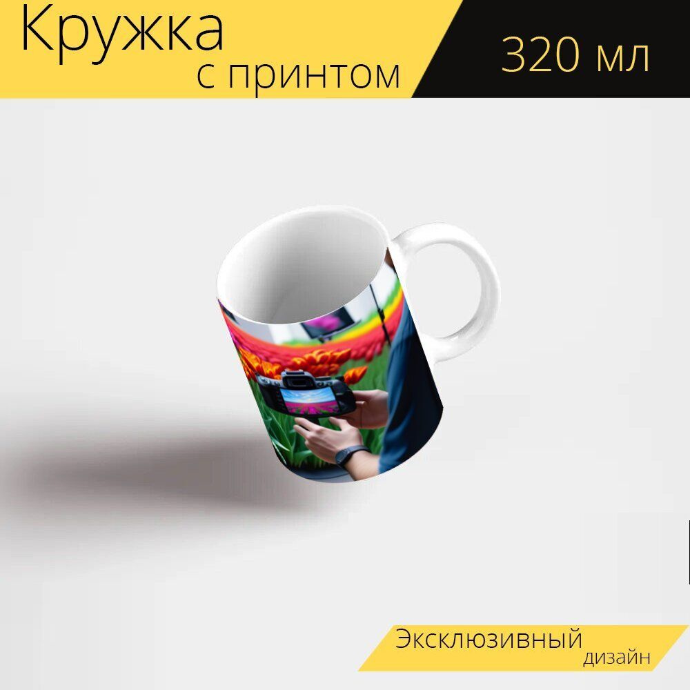 LotsPrints Кружка ""Тюльпаны и художник, запечатлеть красоту" 1558", 330 мл, 1 шт  #1