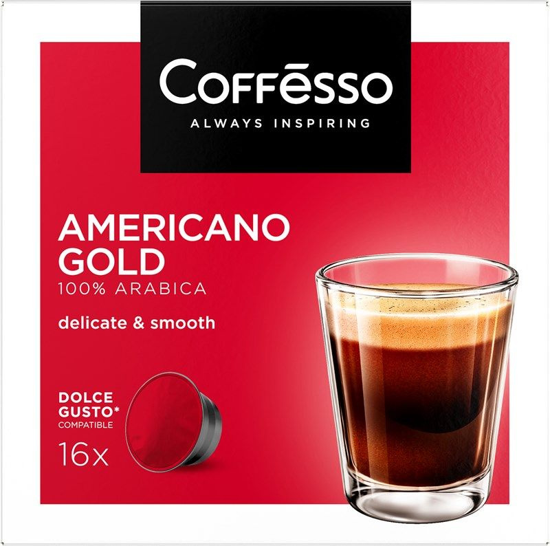 Кофе в капсулах Coffesso Americano Gold для кофемашин Dolce Gusto 16шт, 128г  #1