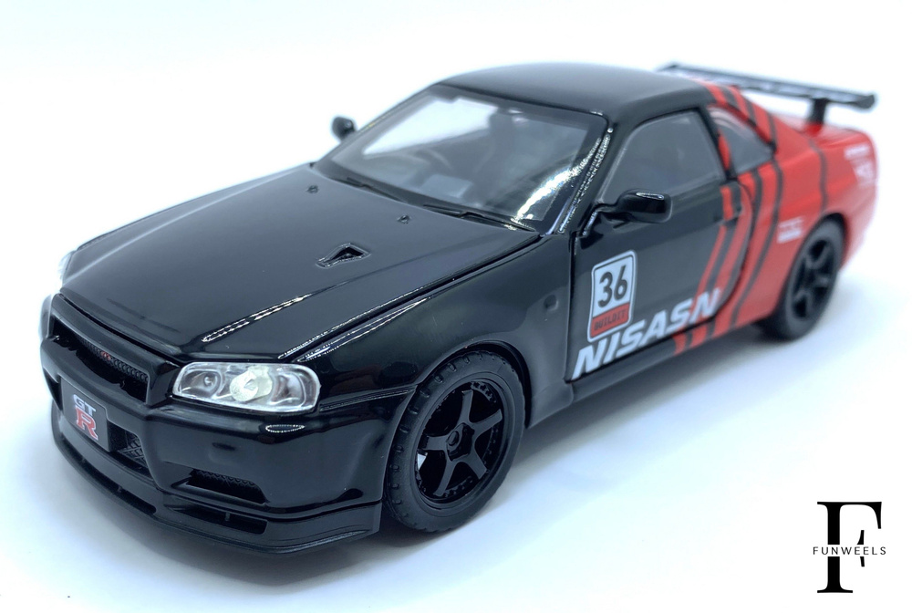 Детская игрушка металлическая инерционная модель Nissan Skyline R34 GTR ( Ниссан Скайлайн Р34 ГТР) / #1