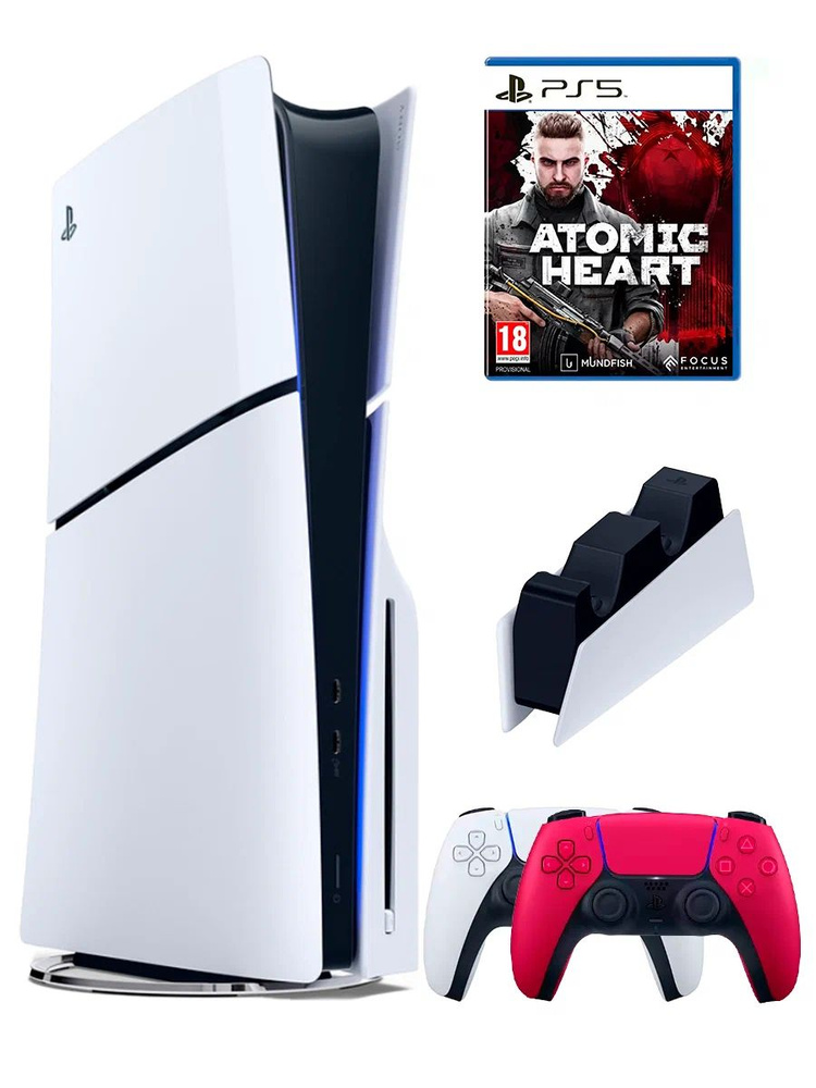 PS5 (ПС5) Игровая приставка Sony PlayStation 5 Slim +2-й геймпад(красный)+зарядное+игра Atomic Heart, #1