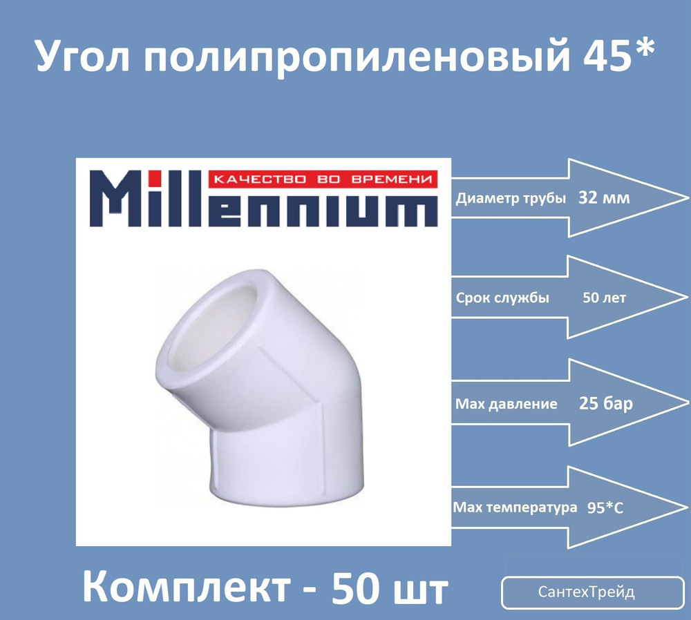 Уголок полипропиленовый белый, 45* 32мм, 50шт #1