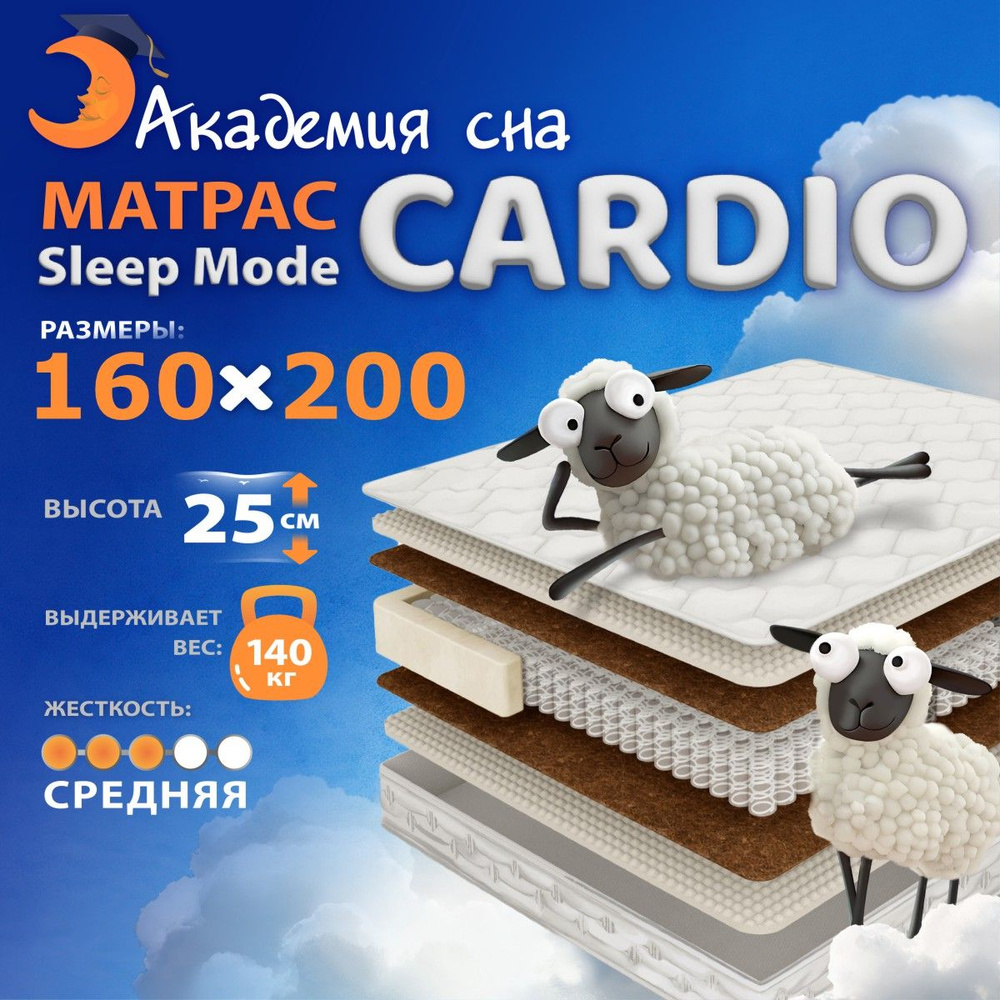 Матрас анатомический Академия сна Sleep Mode Cardio, Зональный блок 160x200 см  #1