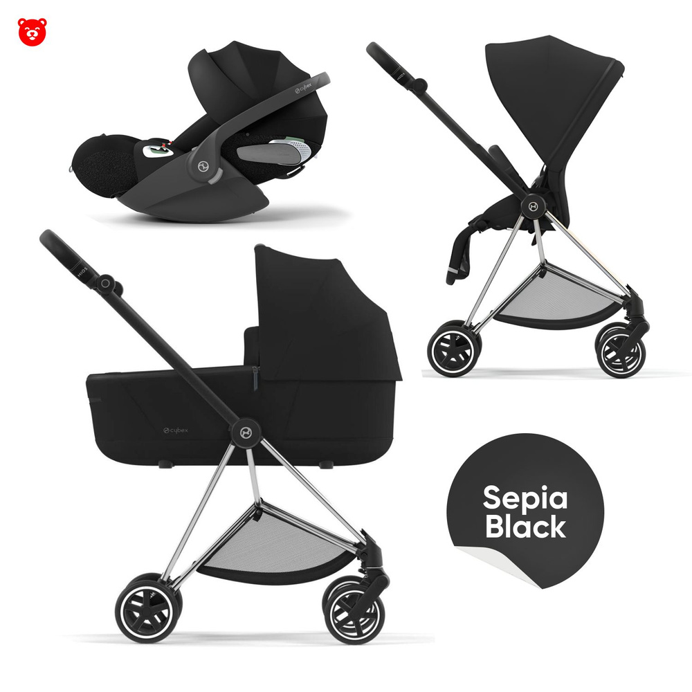 Cybex Mios III Коляска 3 в 1, шасси Chrome, черная ручка, текстиль Sepia Black  #1