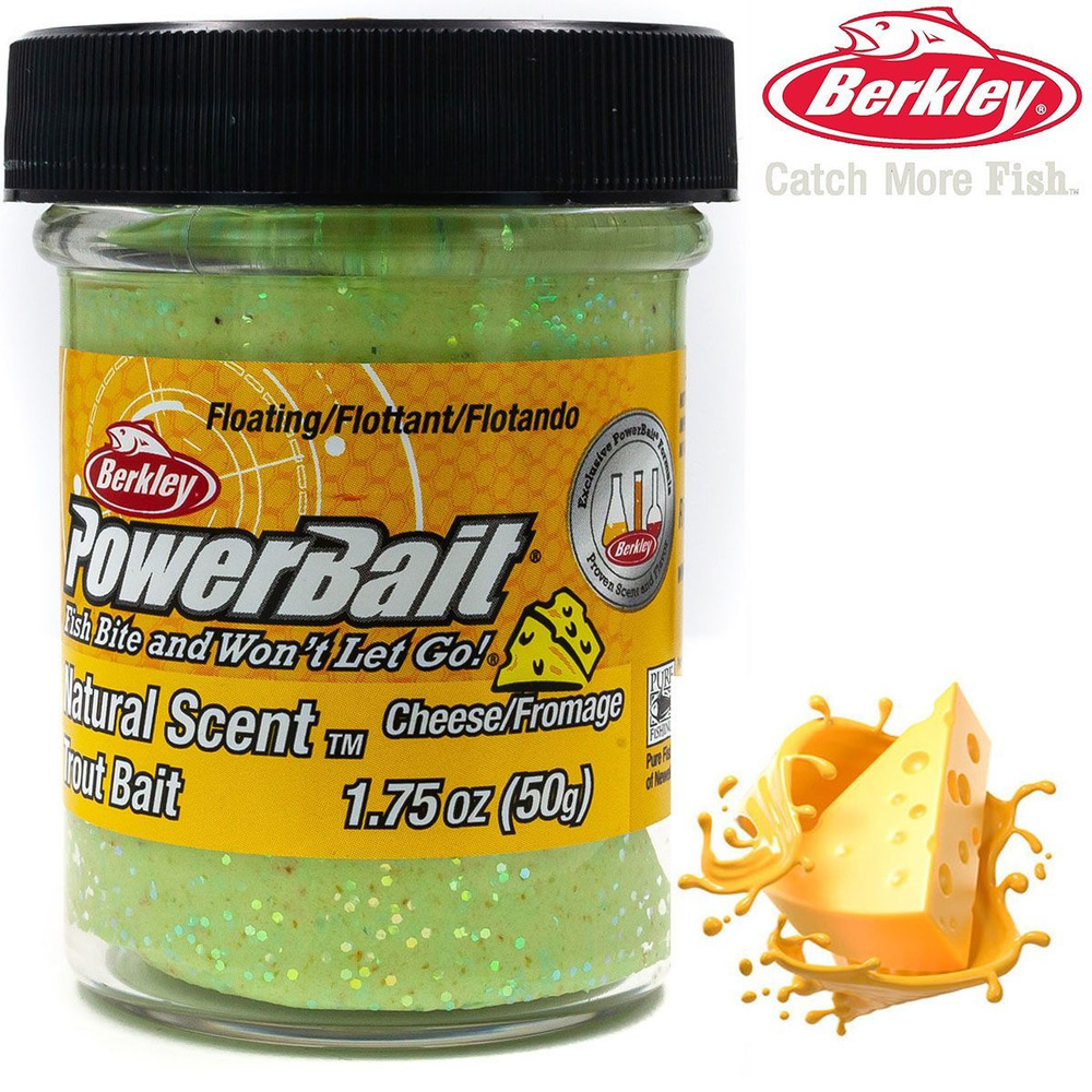 Паста Berkley PowerBait Natural Scent Trout Bait Cheese Light Green/gltr 50g #1