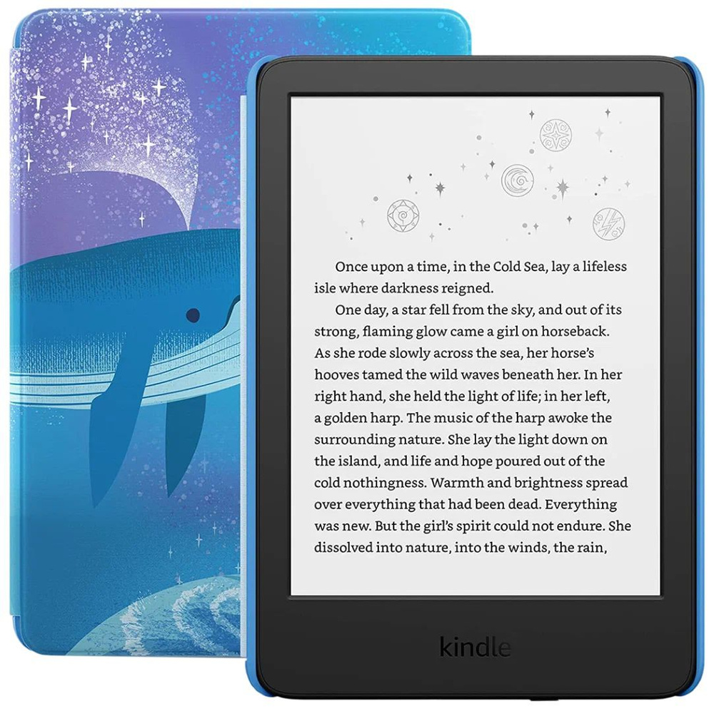 Amazon 6" Электронная книга Kindle Kids 2022 16Gb + оригинальная обложка Space Whale, черный  #1