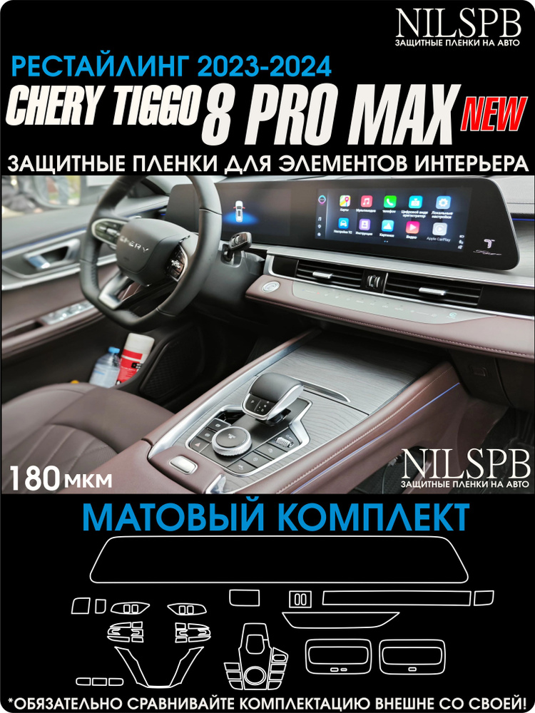 Chery Tiggo 8 Pro Max Рестайлинг Защитные матовые пленки на элементы интерьера Чери Тигго 8 про макс #1