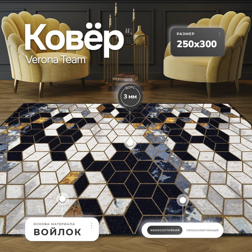 Ковер, Палас на пол, Ковры для комнаты, BINAVE, 250х300 см #1