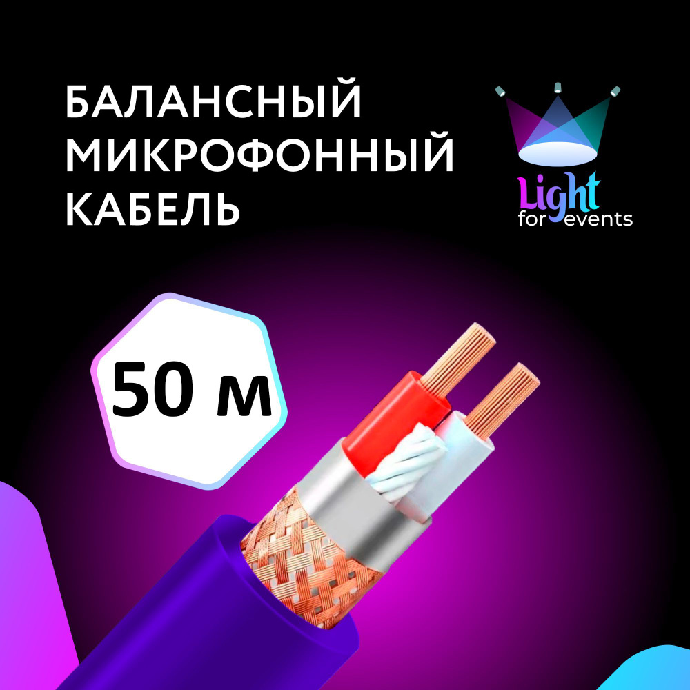 Синий микрофонный кабель c двойным экранированием, 50 м (на отрез, метражом)  #1