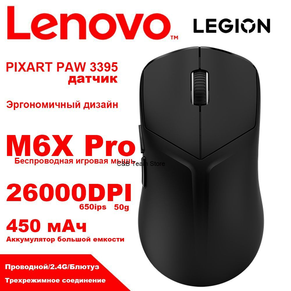 Lenovo Игровая мышь беспроводная M6X/M6X Pro, черный матовый #1