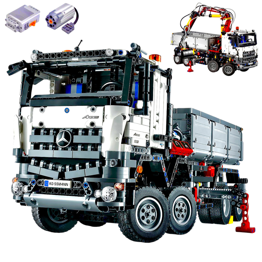 Моторизированный Конструктор Техник, набор "Грузовик Кран Мерседес" 2739 детали, машина technology ( #1