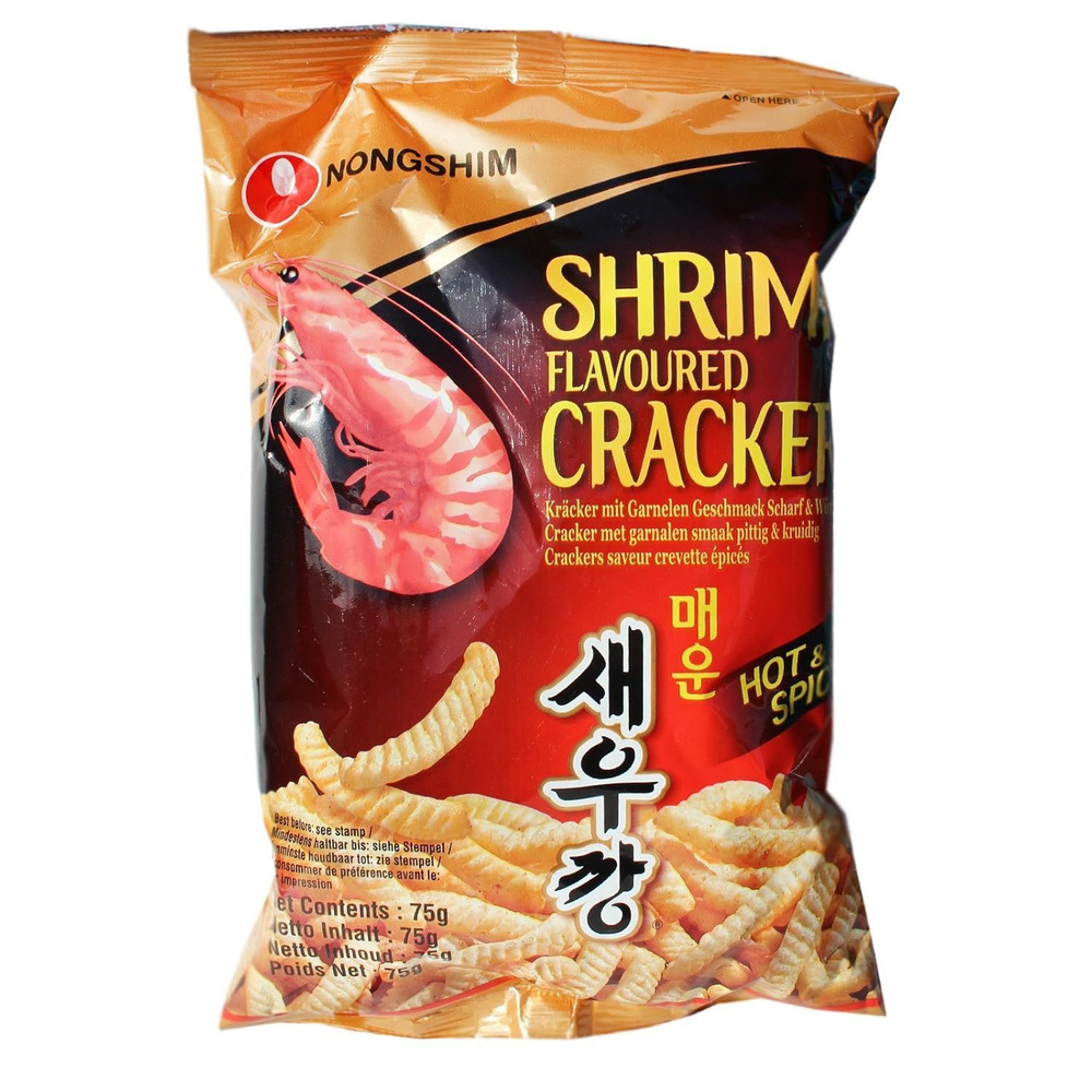 Чипсы "Shrimp" острые со вкусом креветки NONGSHIM, Корея 75г 3шт. #1