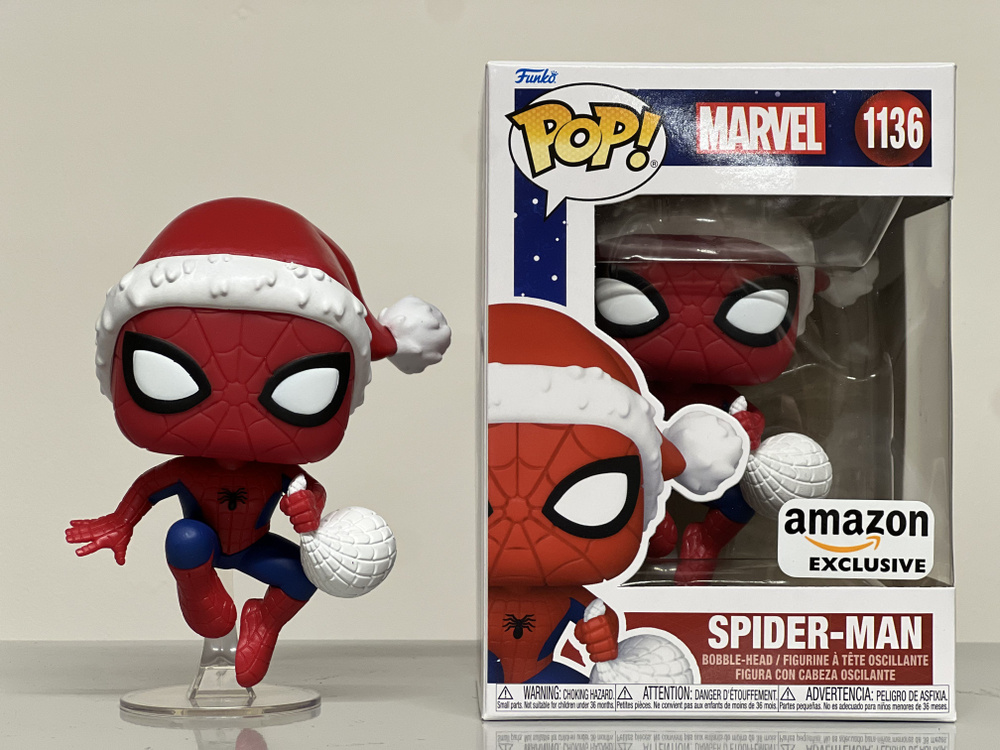 Фигурка Funko Pop! Spider-Man Holiday in Hat (Стикер Amazon (Фанко Поп новогодний Человек-Паук в шапочке #1