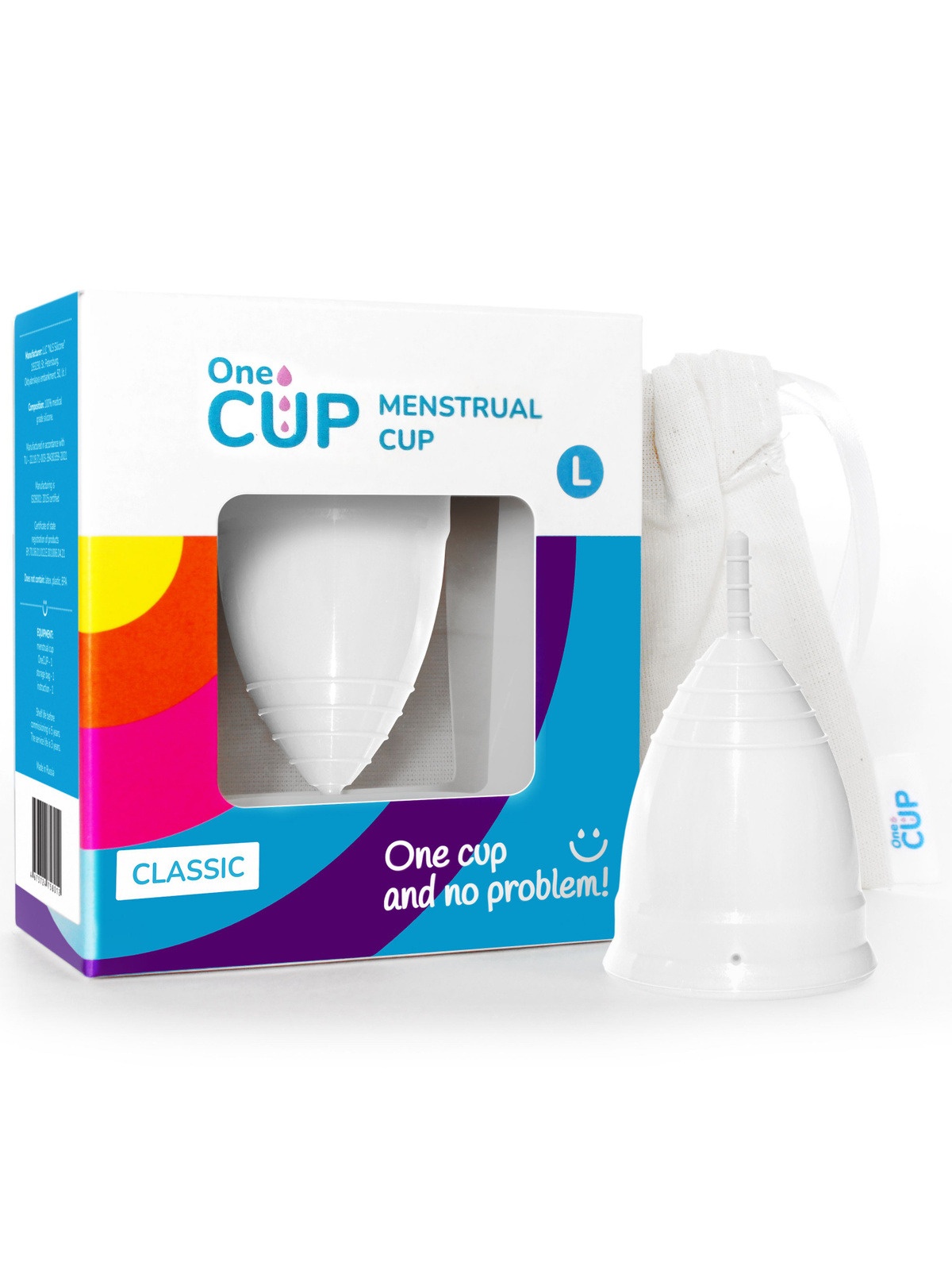 Менструальная чаша OneCUP Classic белая размер L (для обильных выделений)