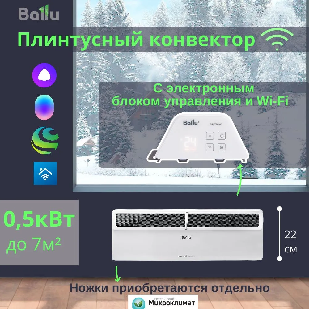 Плинтусный инверторный конвектор Ballu Plinth Transformer BEC/PL-500-4I