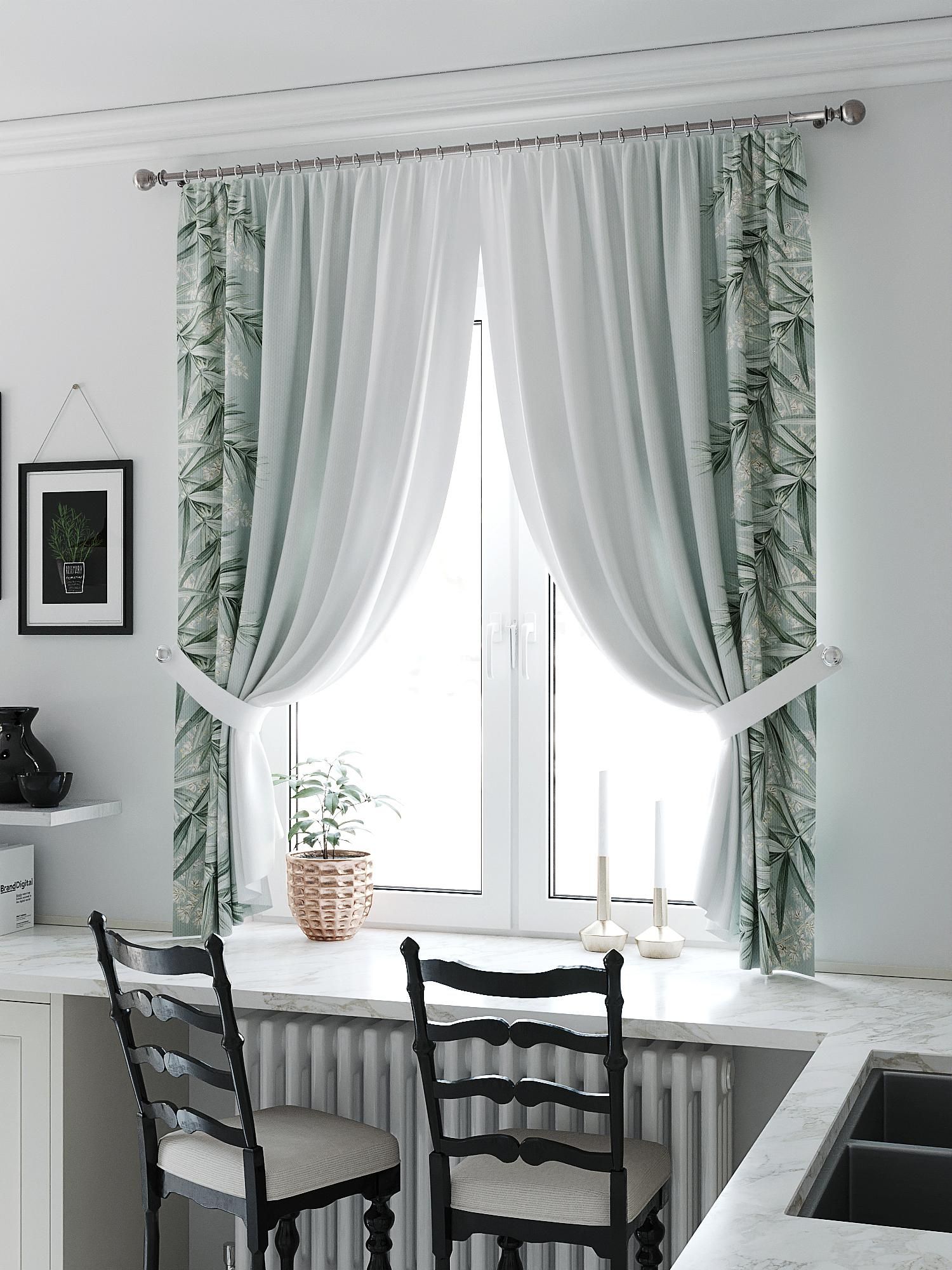 ШторадлякухниHELGAЛеренфис(серо-зеленый)Высота180смШирина150см.Портьера150х180см-2шт.