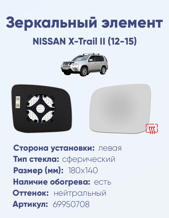 ЗеркальныйэлементлевыйNISSANX-TrailII(12-15)сферанейтральныйсобогревом