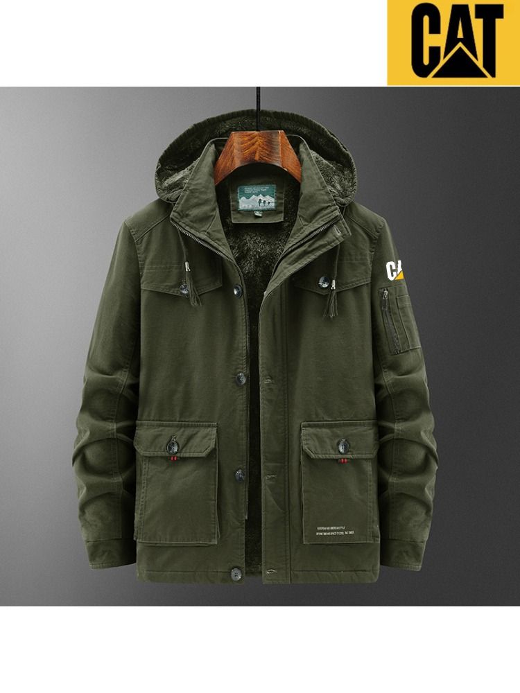 ПуховикCaterpillarУтепленнаярабочаякурткаскапюшоном-длямужчин,большойразмер,многокарманов