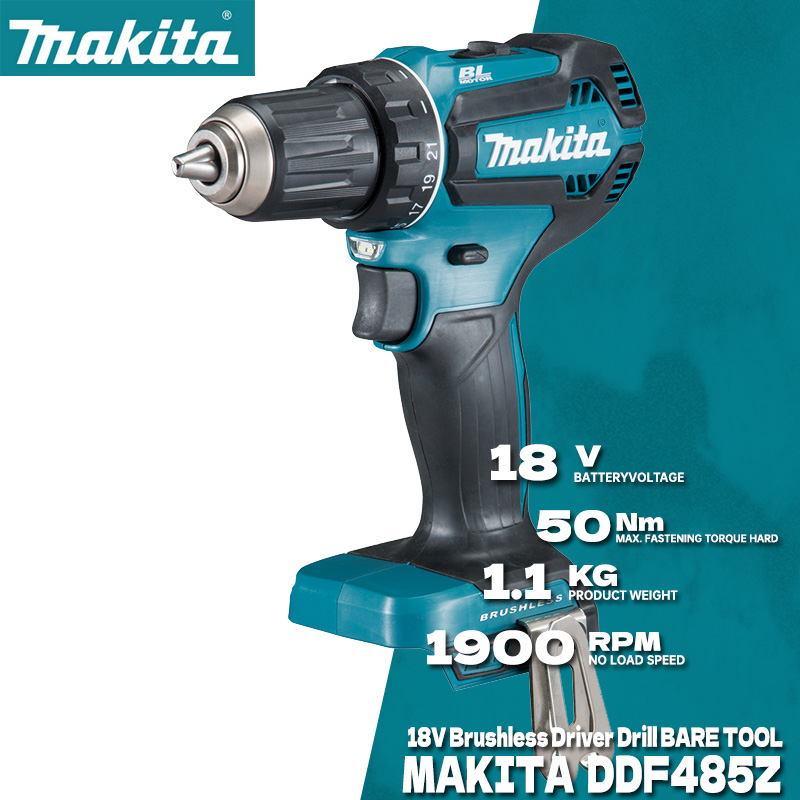 MakitaDDF485ZДрель-шуруповерт18Vбесщеточная65Нм0-1900об/мин38мм
