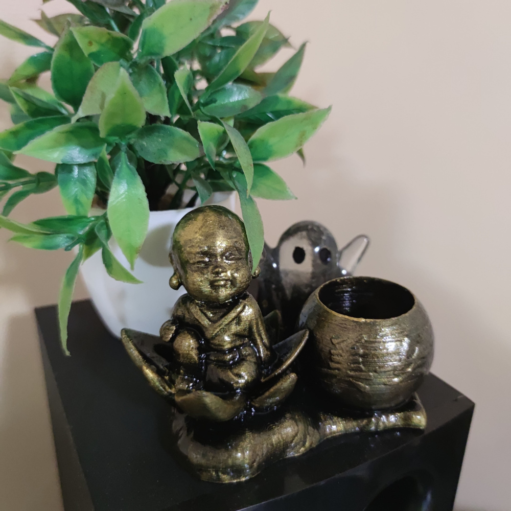 Фигура Сидящего Будды с подсвечником, декоративный монах, оригинальный подарок, медитация, релаксация #1