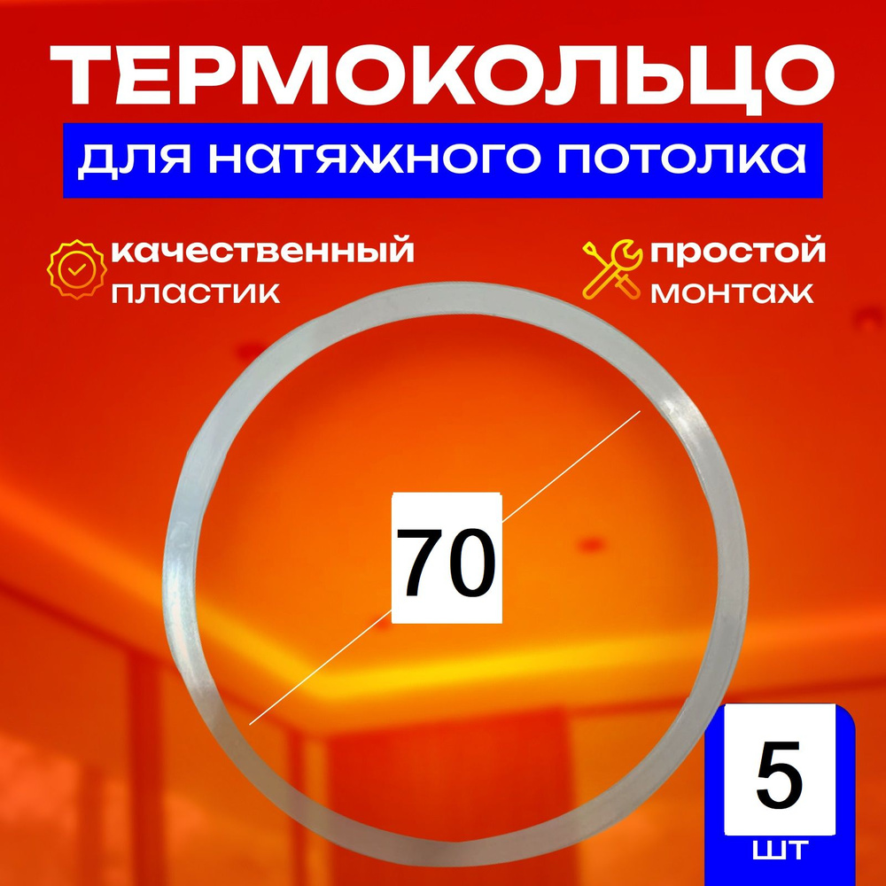 Термокольцо протекторное, прозрачное для натяжного потолка d 70 мм, 5 шт  #1