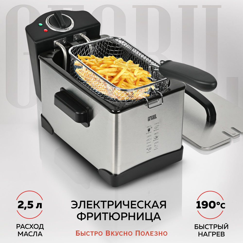 GFGRIL Электрическая фритюрница GFF-M2000, съемная чаша 2,5 л, 1 400 Вт  #1