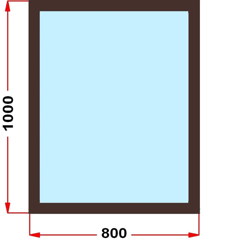 Окно из профиля Grunder 60 мм (1000 x 800), не открывающееся, стеклопакет 2 стекла, темно-коричневое #1