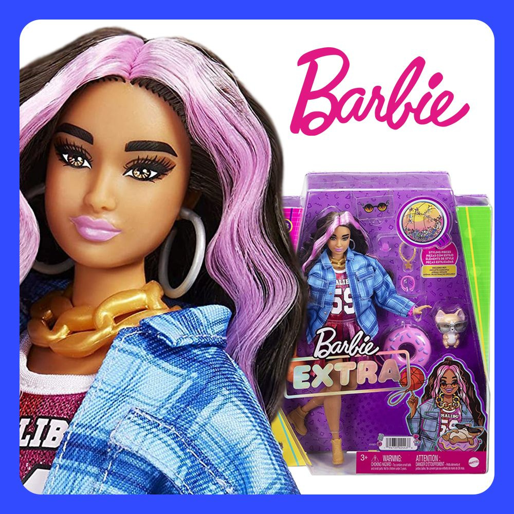 Кукла Барби Экстра - Черно-розовые волосы (Barbie Extra Doll #13 in Basketball Jersey Dress & Accessories, #1